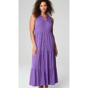 J.Jill purple tiered beach plum maxi dress